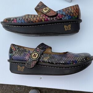 Alegria Paloma Mary Jane Purple Multi Snake Shoes size 38